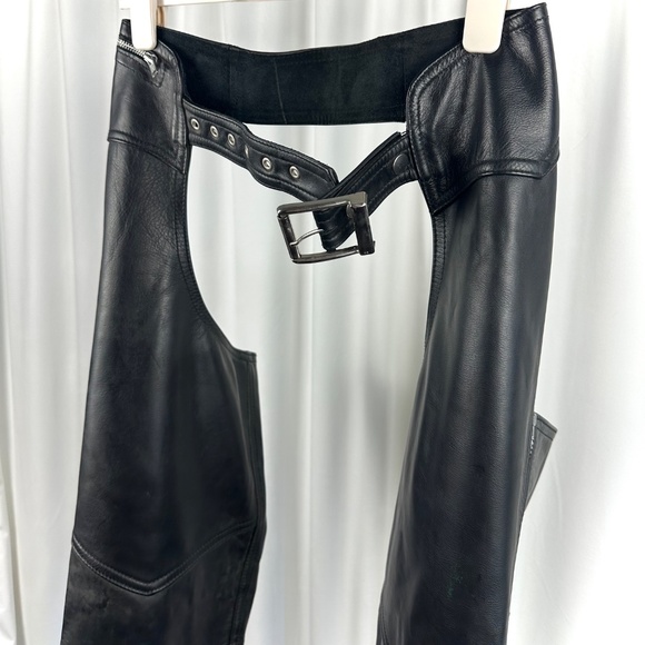 Vintage Women's Leather Motorcycle Chaps in Black • Soft & Durable Cowhide • XS - Picture 4 of 10